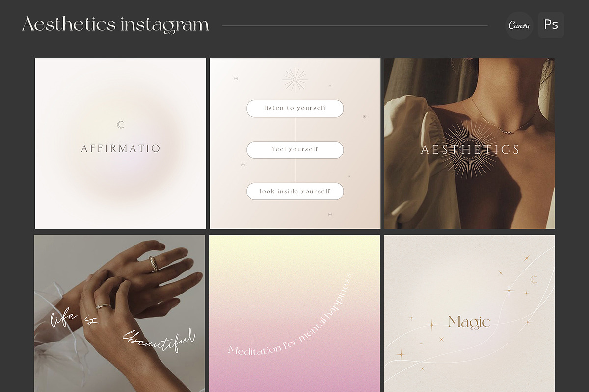 CANVA & PS / Aesthetics 60 instagram, a Social Media Template by Simple có (Photo 4 of 10)