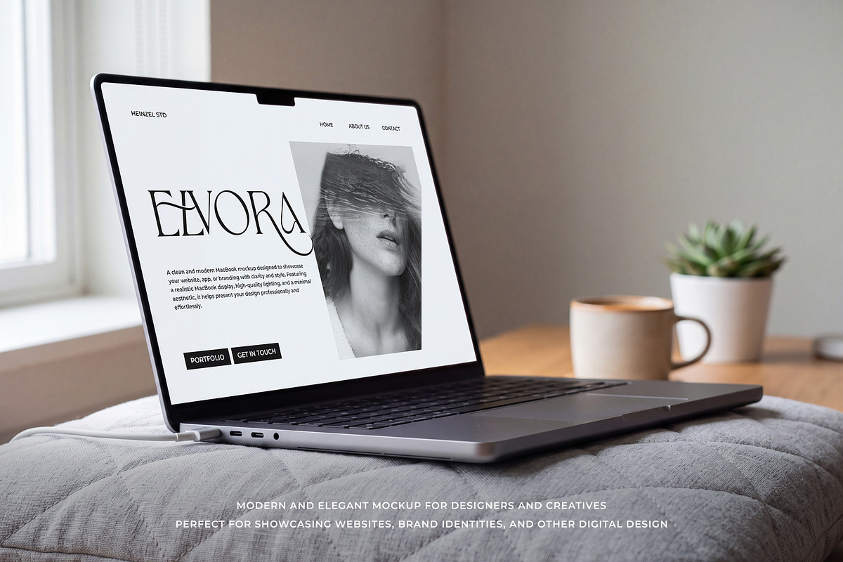 Elvora - Macbook Device Mockup, a Mac Mockup by Heinzel Std Mockup (Photo 5 of 5)