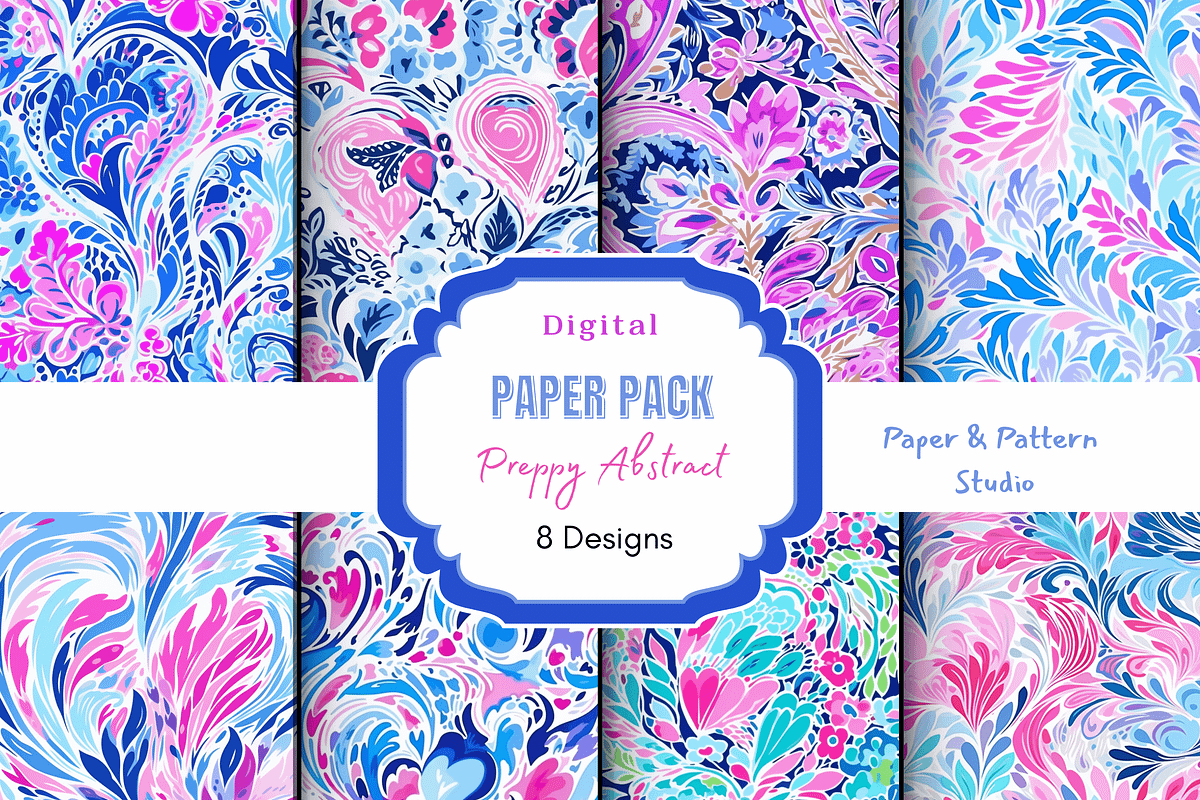 Preppy Abstract Digital Paper, a Background Graphic by Paper & Pattern Studio (Photo 1 of 9)