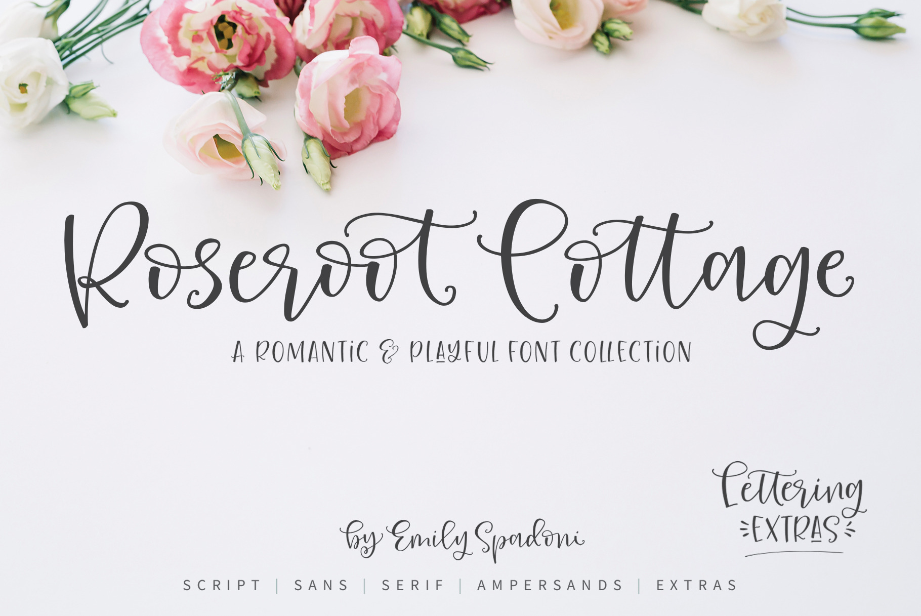 Roseroot Cottage Font Collection by Emily Spadoni | Creative Market