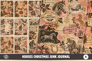 Horses Christmas Junk Journal Pages