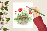 Spring Turtles Garden Clipart, an Illustration by RobertsArt (Thumbnail 2 of 7)