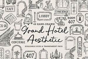 Grand Hotel Clipart, Travel Doodle, an Object Illustration by The October Creative