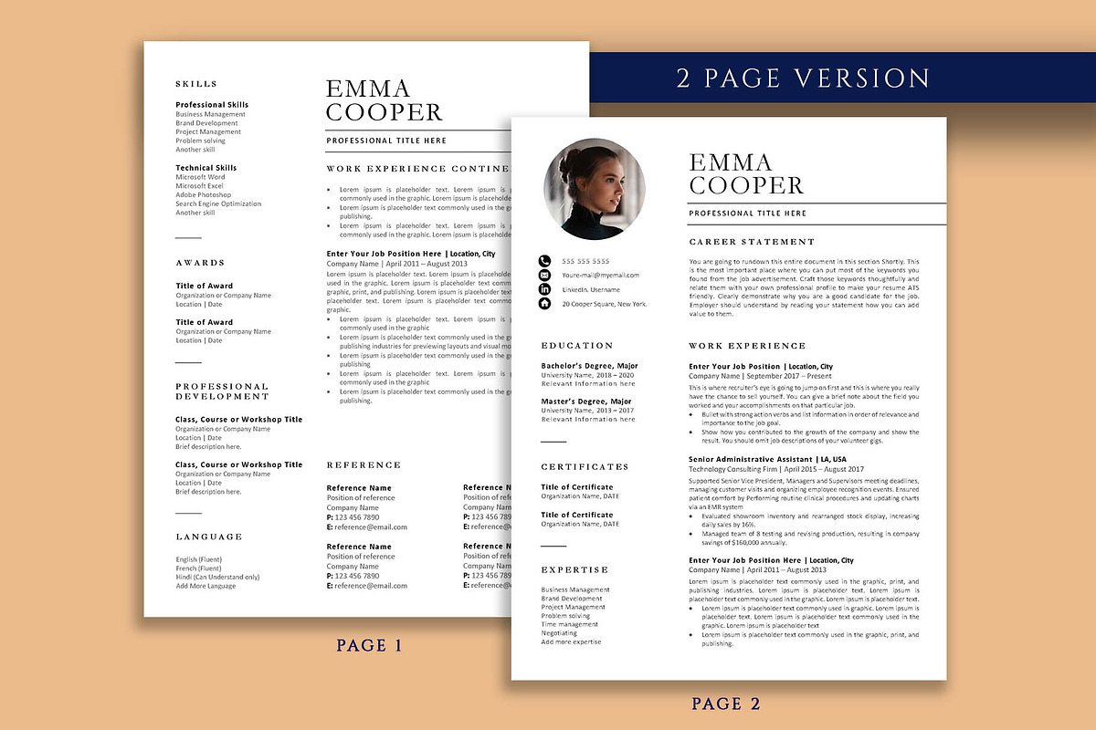 Professional resume template, a Resume Template by VictoriousVita (Photo 3 of 8)