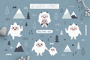 Yeti Clipart, Cards & Patterns, a Seasonal Illustration by Ejevyaka (Thumbnail 2 of 7)
