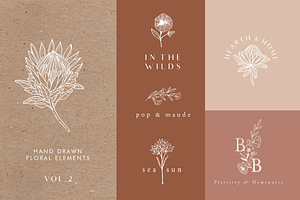 Hand Drawn Floral Logo Elements Vol2