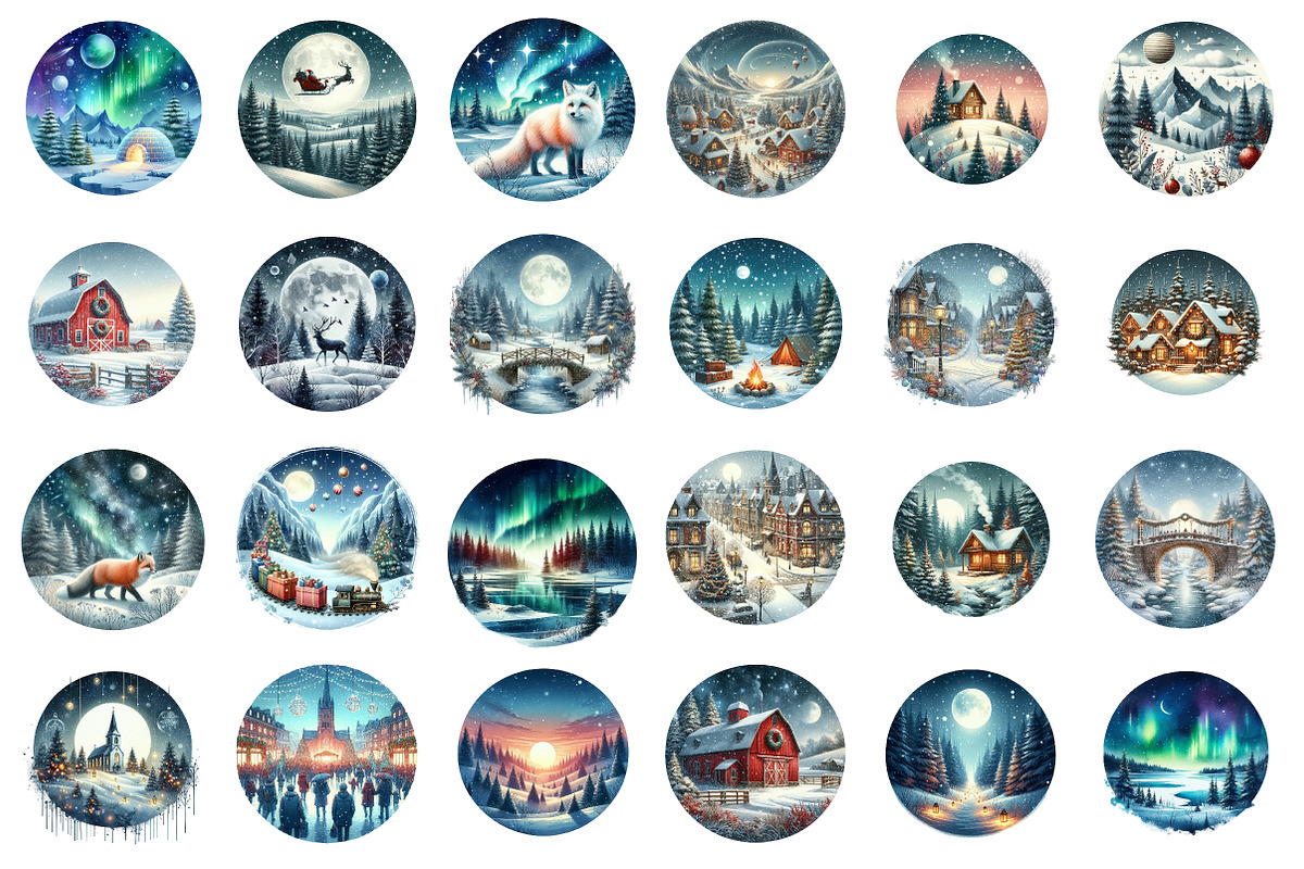 Christmas Landscapes Clipart, an Illustration by SinaCreation (Photo 2 of 7)