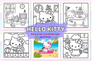 Hello Kitty Coloring Page For Kids, a Decorative Illustration by Coco Bloom