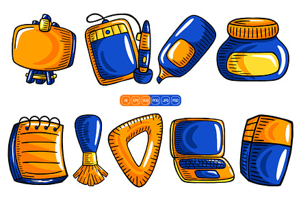 Hand Drawn Art Supplies Vector 01