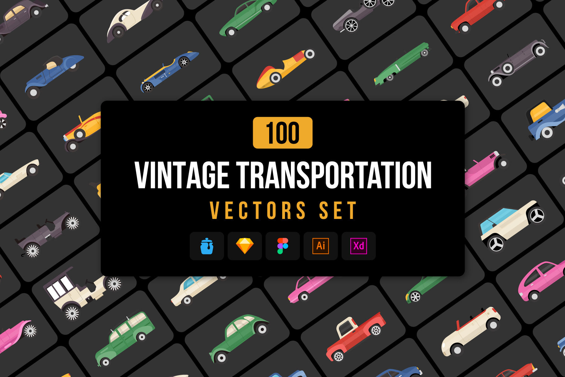 100 Vintage Transport Icons by Brickclay  Creative Market