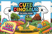 CUTE DINOSAUR COLORING BOOK PAGES, an Animal Illustration by Ink Gallery (Thumbnail 1 of 4)