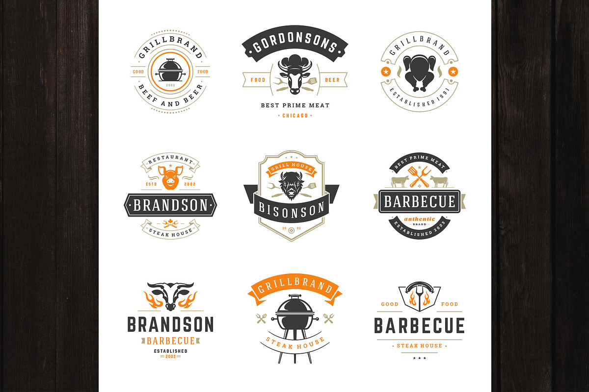 18 Barbecue Logos and Badges, a Branding & Logo Template by Vasya Kobelev (Photo 4 of 14)