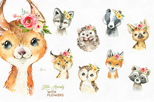 Woodland. Little Watercolor Animals