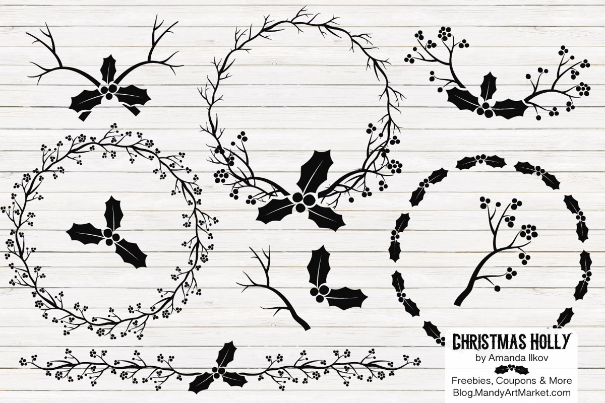 Black Holly Vectors & Holly Clipart, an Illustration by Amanda Ilkov (Photo 1 of 5)