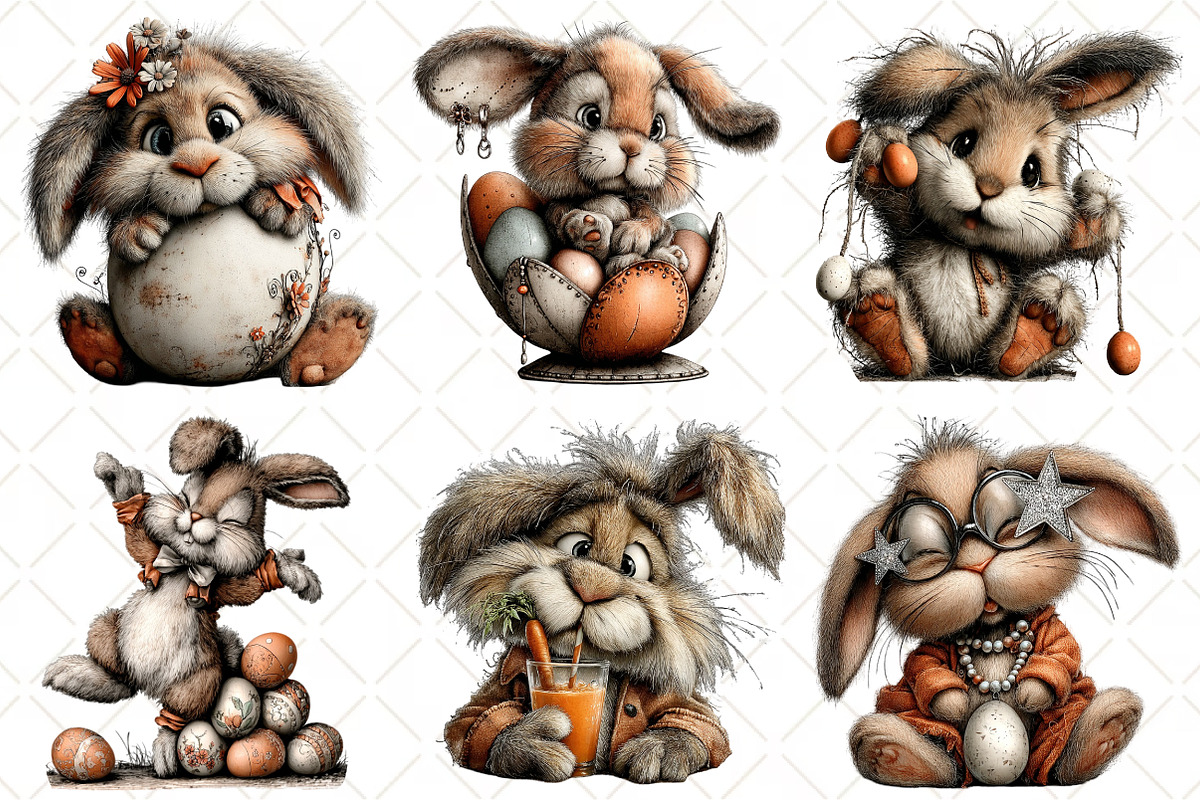 Quirky Easter Bunny Clipart, an Illustration by Black Bird Studio (Photo 5 of 6)
