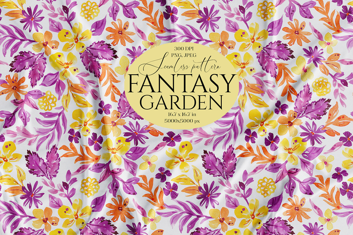 Fantasy Floral Garden Pattern, a Pattern Graphic by SirenaArt (Photo 1 of 12)