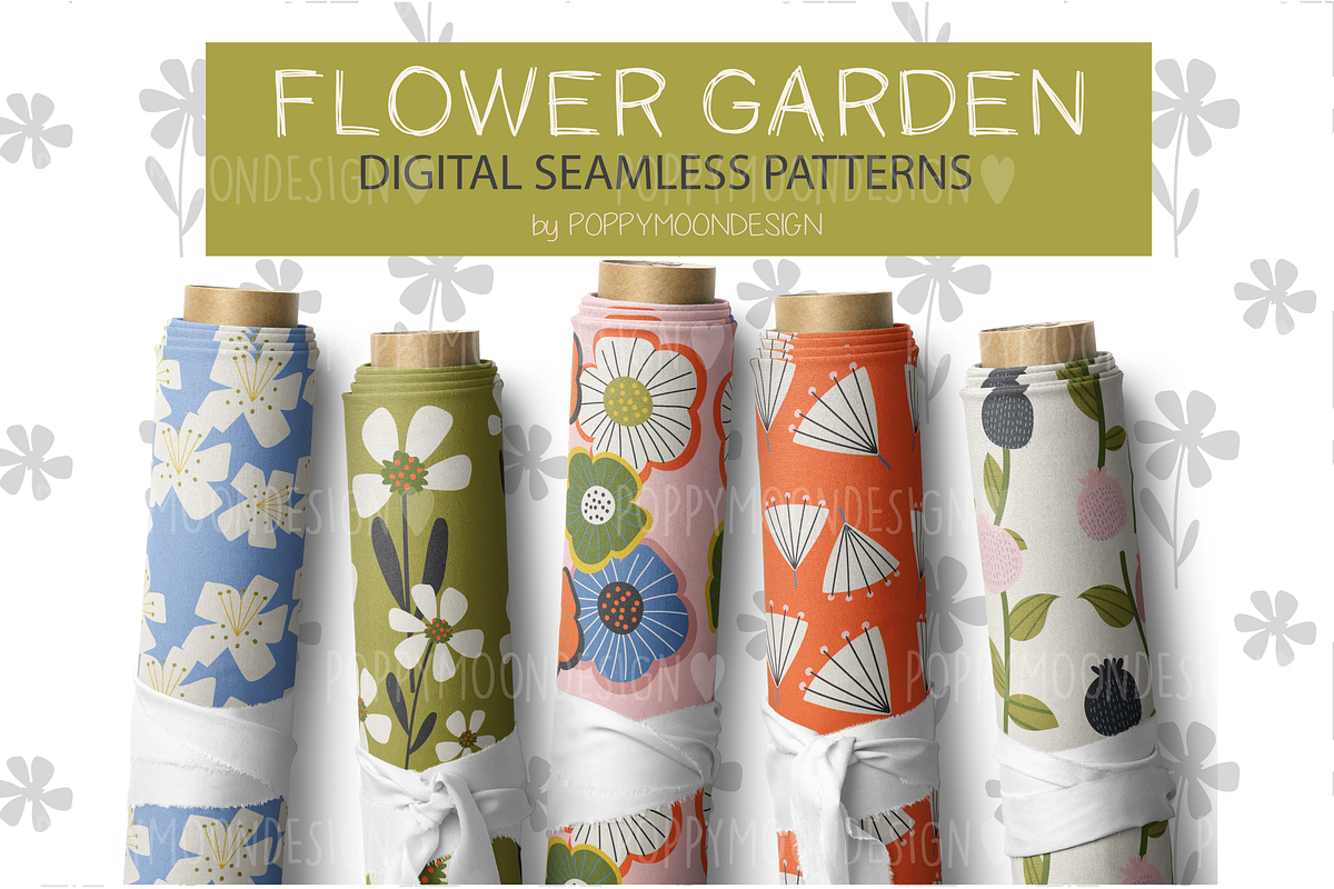 Flower Garden pattern bundle, a Pattern Graphic by Poppymoondesign