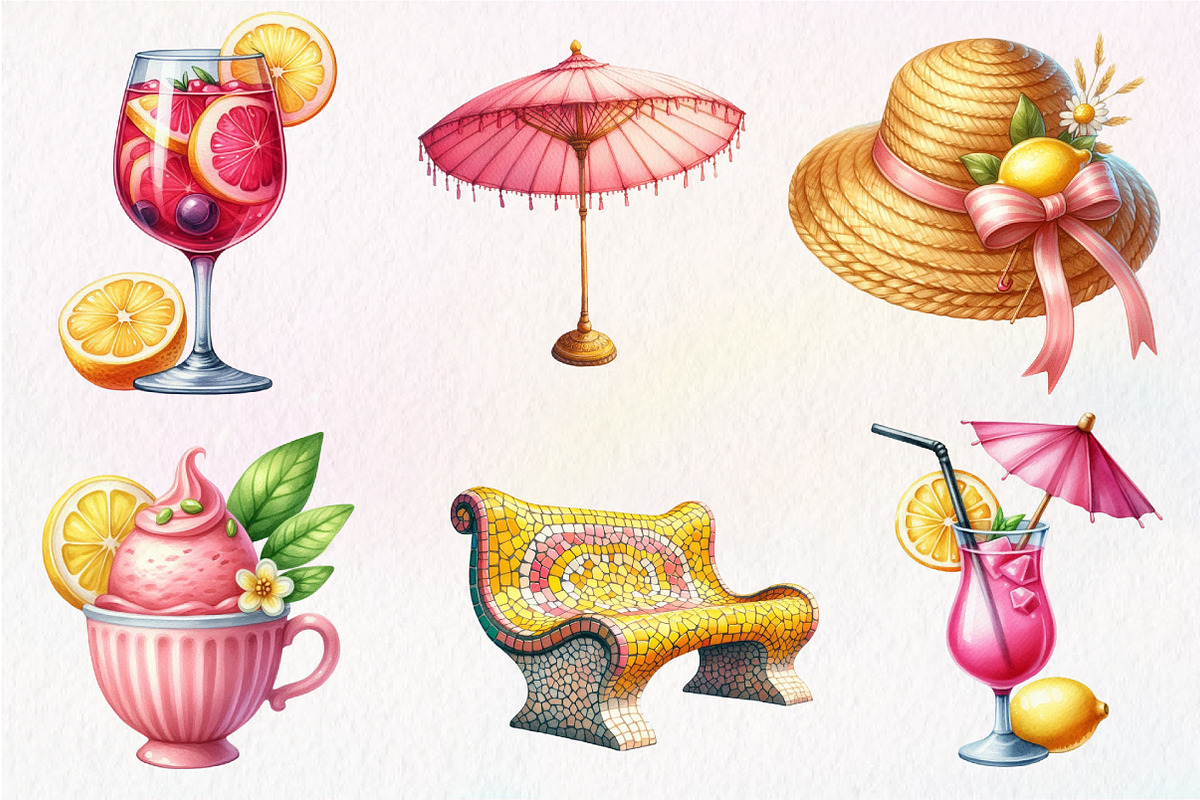 Summer in Barcelona Clipart, an Illustration by CreationArt (Photo 3 of 5)
