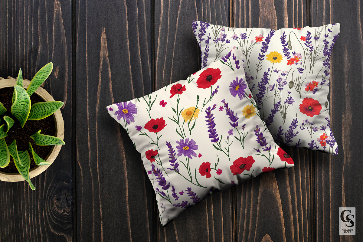 Lavender & Poppy Flowers Patterns, a Pattern Graphic by Creative Store (Photo 5 of 5)