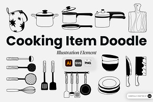 Cooking Item Doodle Hand Drawn, an Object Graphic by SLAB! Design