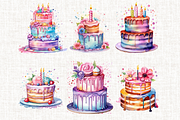 Watercolor Birthday Clipart Bundle, an Illustration by Mash Mash Stickers (Thumbnail 8 of 9)