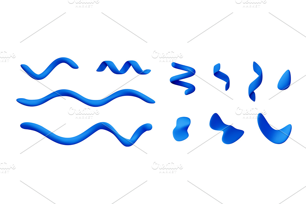 Set of blue 3d abstract confetti, an Illustration by Abscent