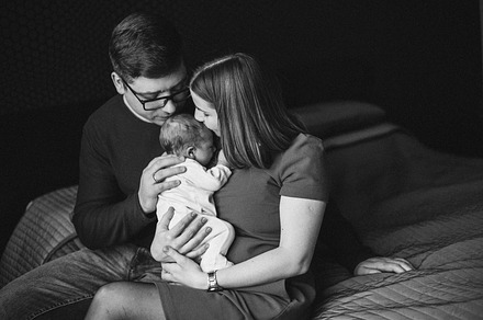 Family with newborn girl