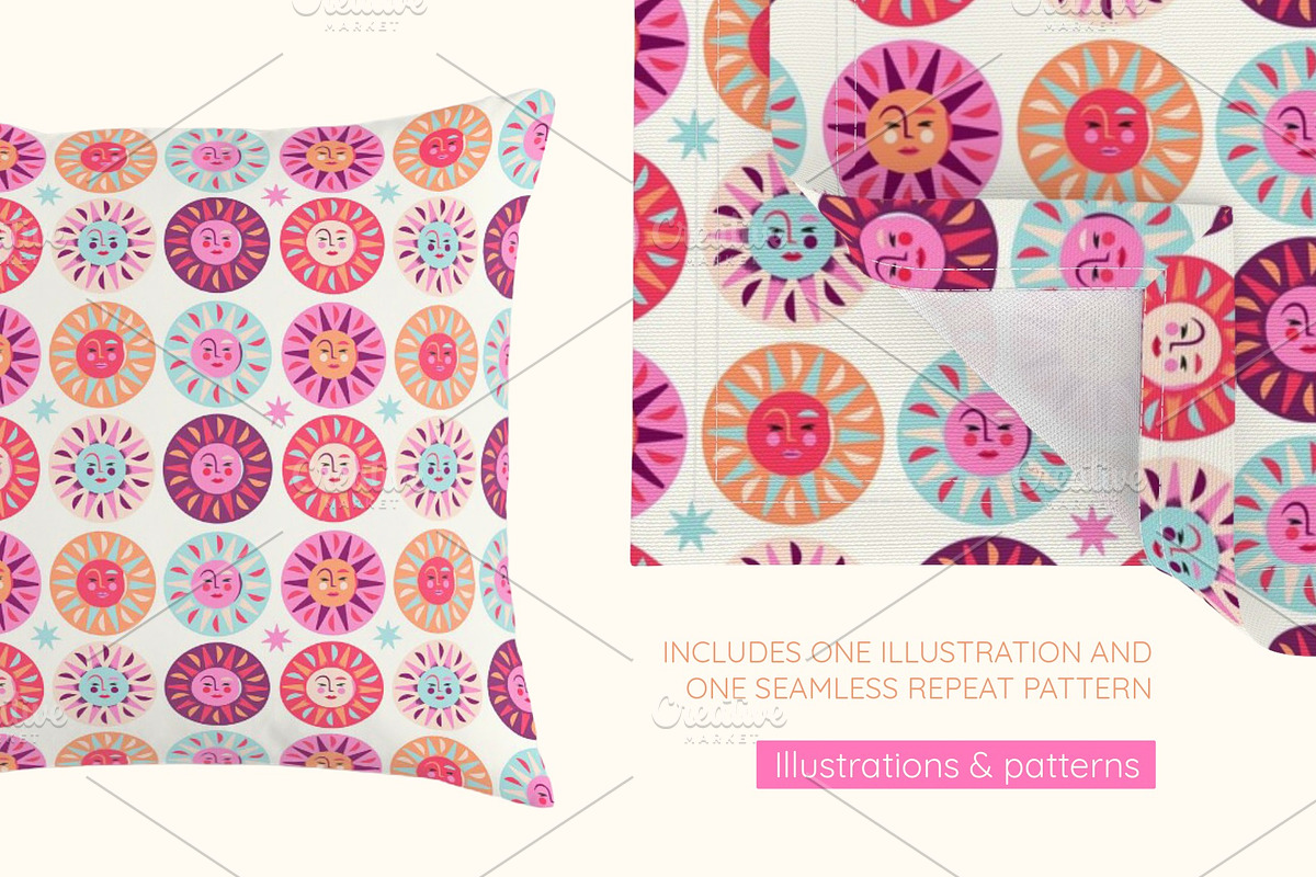 Celestial Sun Faces, a Pattern Graphic by The Inking Rose (Photo 4 of 5)