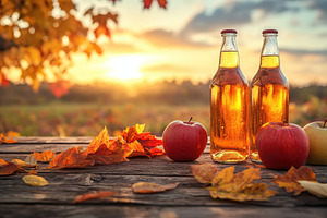 Celebrate autumn with cider bottles, a Photo by Iftikhar Alam