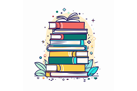 Stack colorful books, vector, an Object Illustration by Vectorstockersland