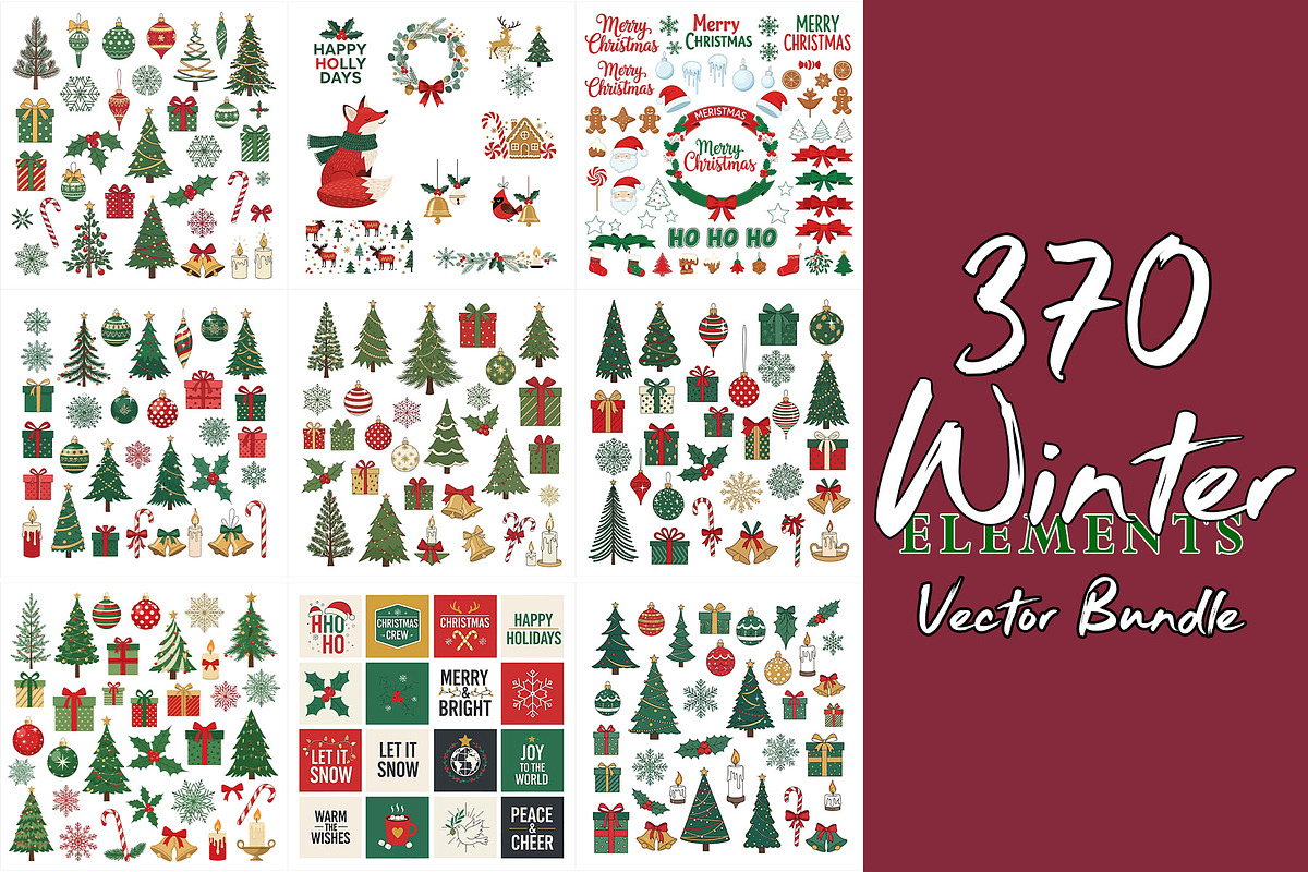 370 Winter Elements Vector Bundle, a Seasonal Illustration by Sofia's Fashion (Photo 4 of 4)