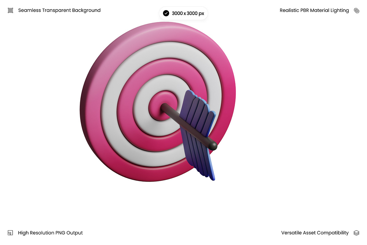 Pink Target with Paintbrush 3D, an Object 3D Model by Wencory (Photo 1 of 2)