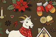 Retro Christmas Clipart Vector Set, an Animal Illustration by ilonitta (Thumbnail 6 of 12)