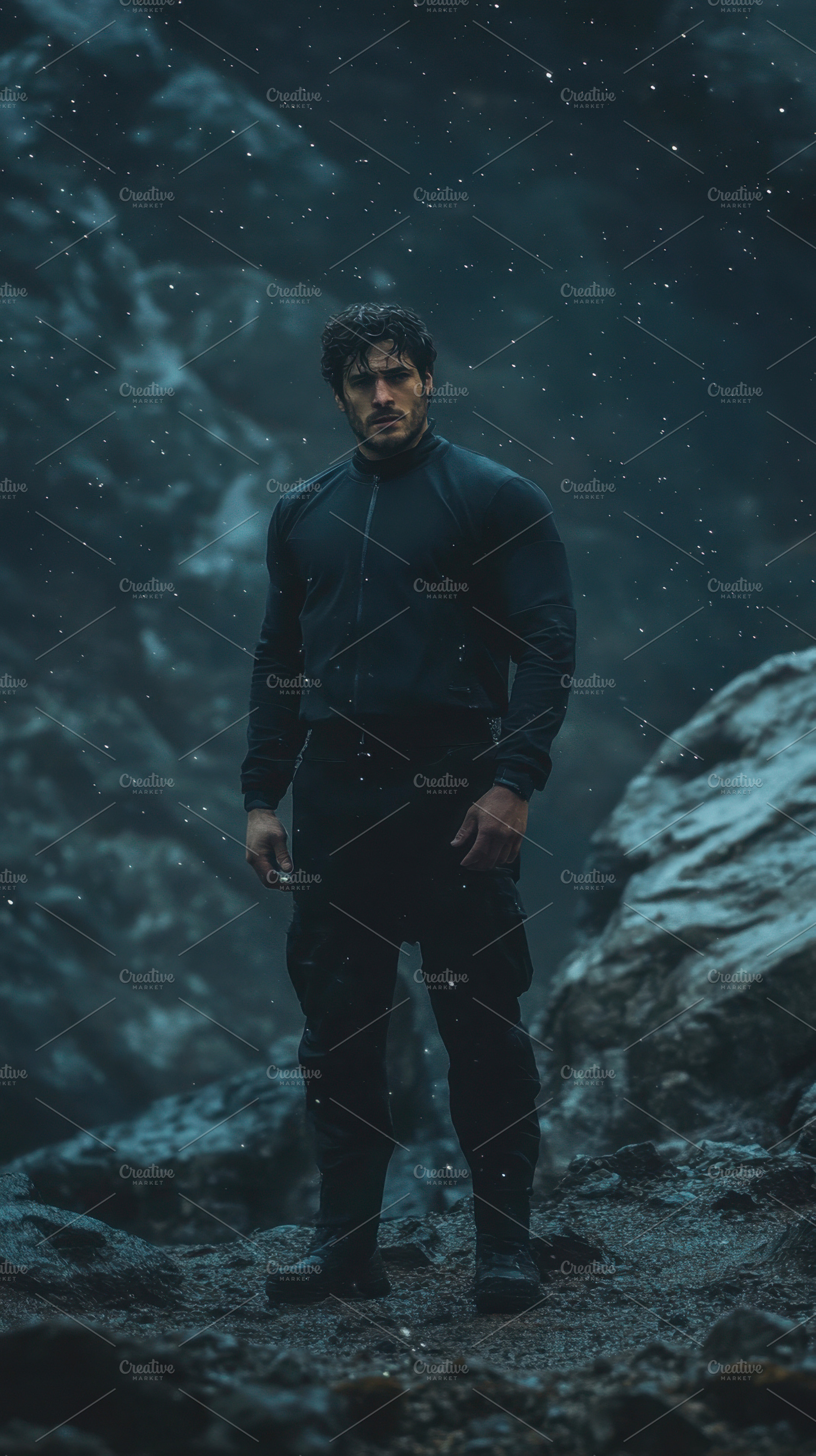 Strong man standing in rocky terrain, a Photo by Beautiful things