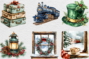 Christmas Train Station Clipart, an Illustration by Black Bird Studio (Thumbnail 6 of 6)
