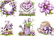 Spring Purple Gingham Clipart Bundle, an Illustration by Designking (Thumbnail 3 of 5)