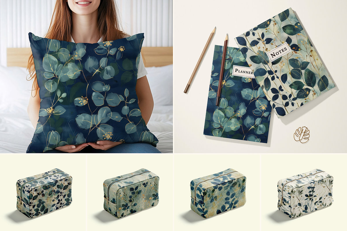Indigo Grove Eucalyptus Botanicals, a Pattern Graphic by Ninterints (Photo 5 of 10)