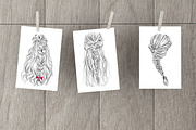 Hair styles line art drawings set, a Person Illustration by esylvia (Thumbnail 3 of 4)
