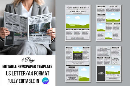 Vintage Newspaper Template, a Magazine Template by ZoloDesignHub