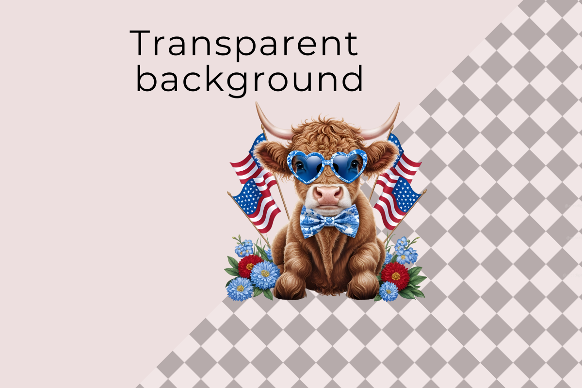 July 4th Highland Cow PNG, an Animal Illustration by Anca Digital Vibe (Photo 3 of 3)