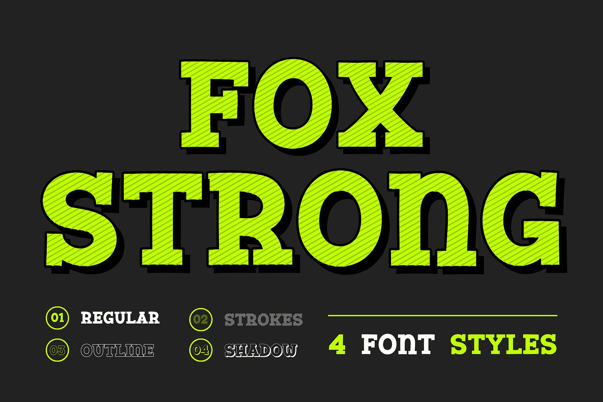 Fox Strong 4 Font Styles, a Slab Serif Font by Fox7 By Rattana (Photo 1 of 13)