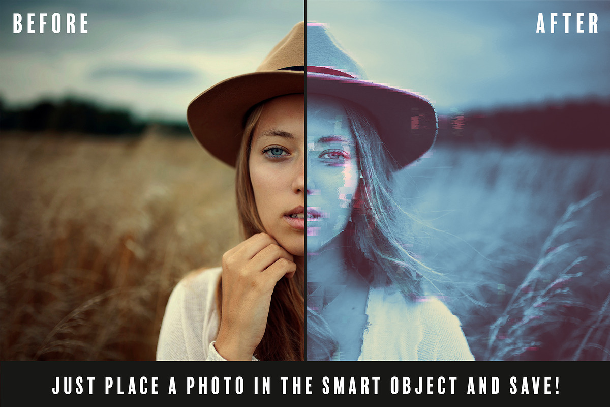 Glitchery for Adobe Photoshop, a Layer Style Add-On by Guerillacraft (Photo 2 of 8)