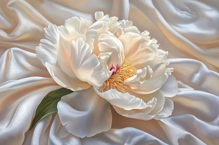 Stunning white peony blooming on sof, a Photo by Iftikhar Alam