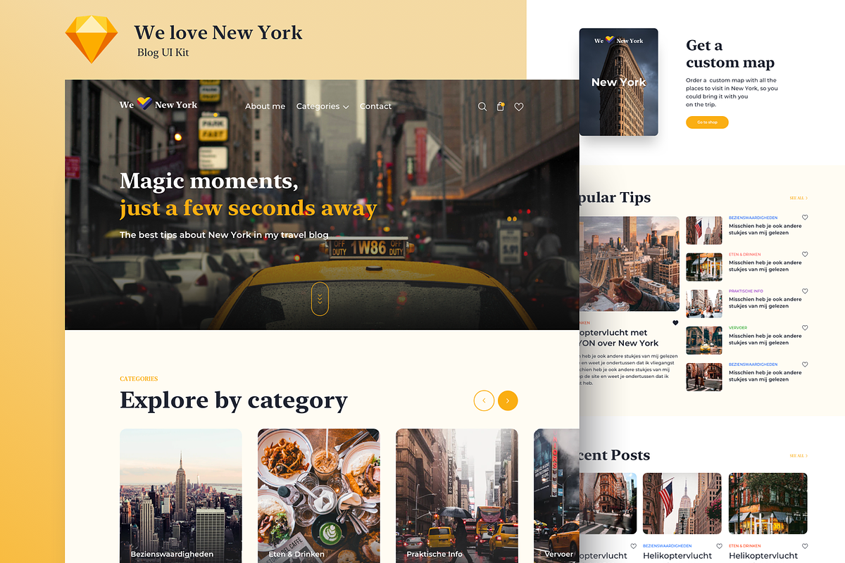 We Love New York Blog UI Kit, an UI Kit Template by AE.design (Photo 1 of 8)
