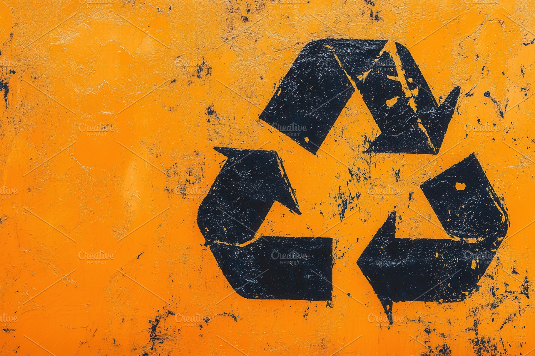 Black grunge recycling symbol, a Photo by Pavel_design