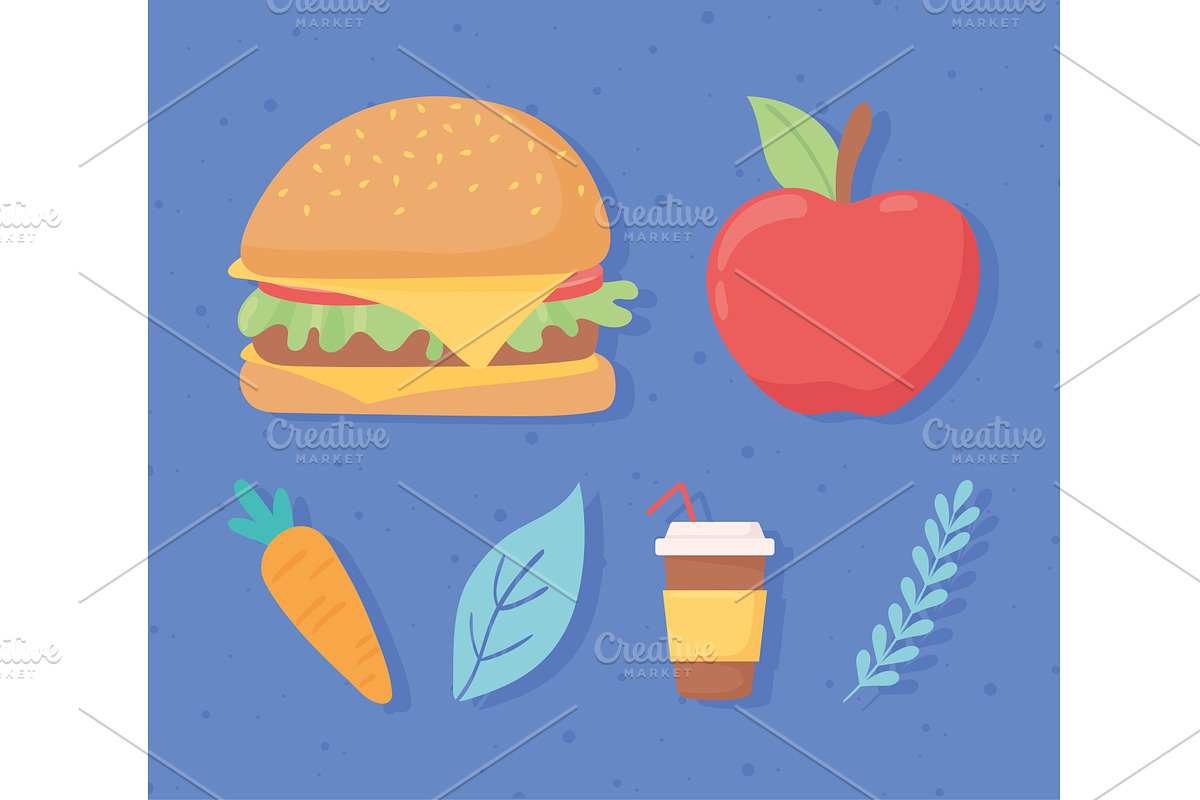 food healthy and unhealthy, an Object Illustration by studiogstock