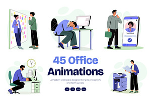 Animated Office Illustration Art Set, a Person Illustration by Brickclay