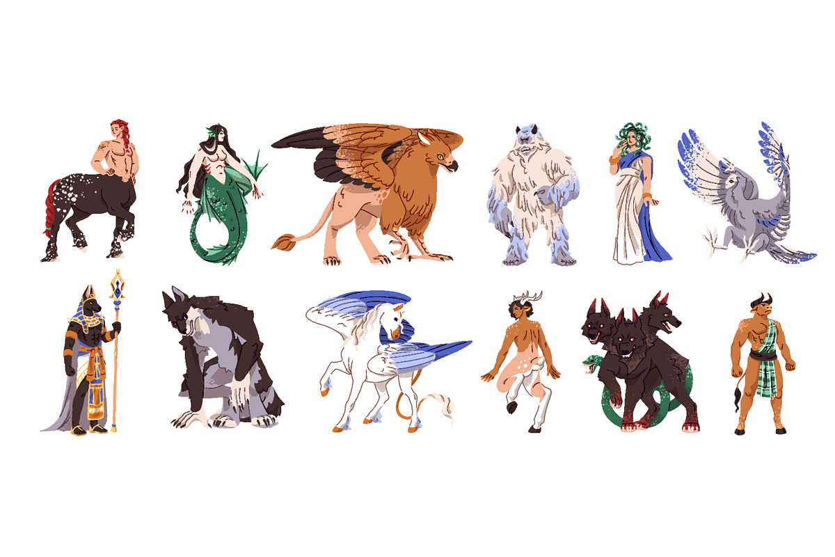 Mythical, fantastic creatures set, an Animal Illustration by PaperTrident (Photo 1 of 7)