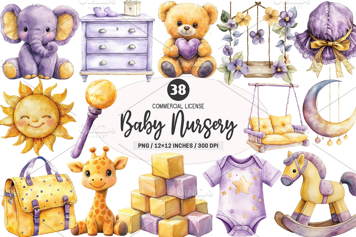 Yellow Light Lilac Baby Nursery png, an Illustration by SinaCreation (Photo 1 of 5)
