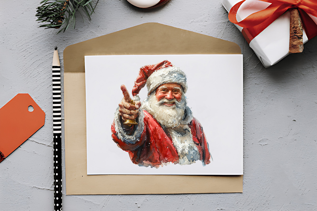 Hand-Painted Watercolor Santa Png, an Illustration by RobertsArt (Photo 3 of 7)